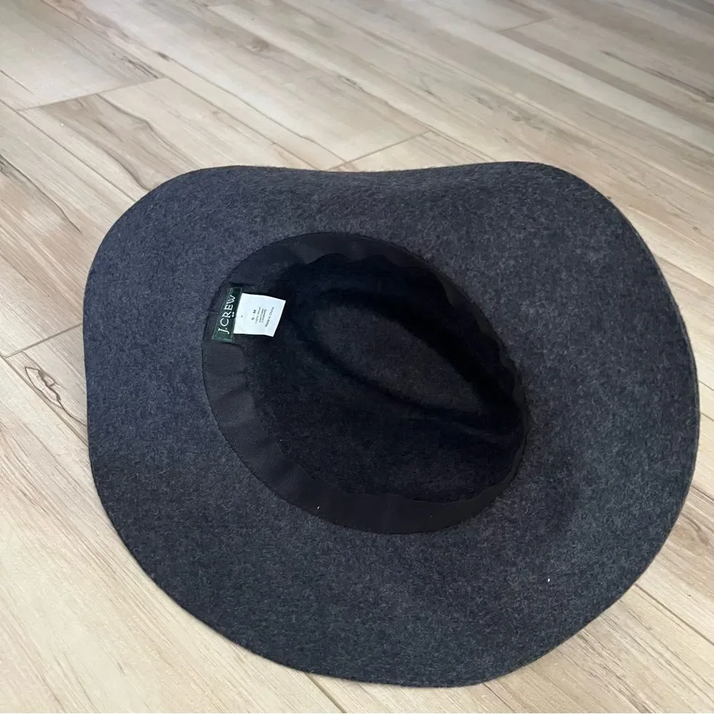 J.Crew Hat Gray Wool Fedora Floppy Brim Boho Classic Style Size S-M